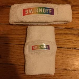 rainbow pride Smirnoff headband with wristband.